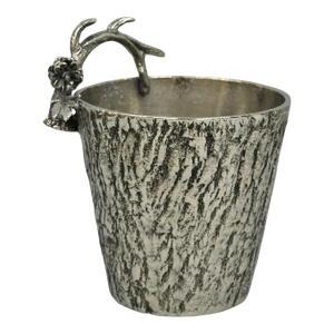 Late 20th Century Hollywood Regency Faux Bois Silver Plated Antler Branch Chiller Bucket Mud Pie
