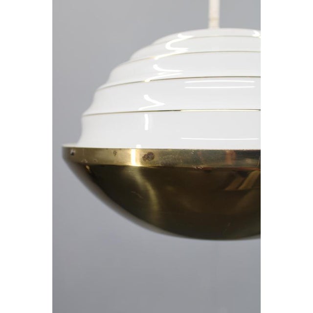 Vintage Brass Pendant Light with Opaline Glass Diffuser, 1950s For Sale - Image 10 of 16