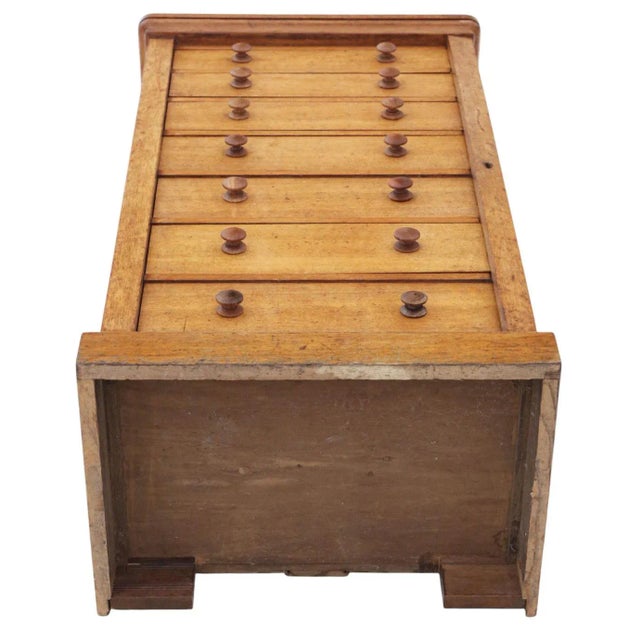Brown Antique Oak Wellington Chest of 7 Drawers attributed to Edwards & Roberts, 19th Century For Sale - Image 8 of 10