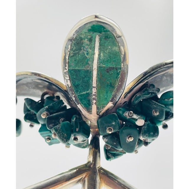Rare Emilia Castillo Silver-Plated Malachite Jewelry Holder, Mexico, 1980s For Sale - Image 14 of 18