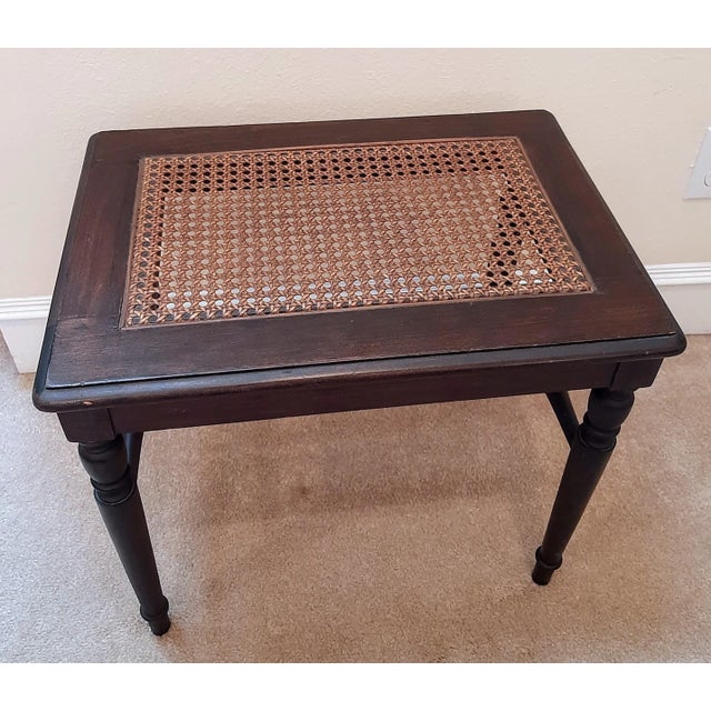 Early 20th Century Cane Top Bench Foot Stool Side Table For Sale - Image 5 of 10