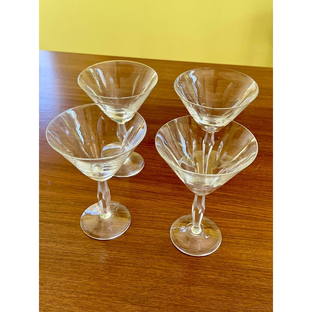 Mid-Century Modern Vintage Waterford Crystal "Sheila" Martini Cocktail Coupe Glasses - Set of 4 For Sale - Image 3 of 5