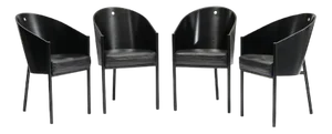 Vintage Black Costes Dining Chairs by Philippe Starck for Driade, 1980s, Set of 4