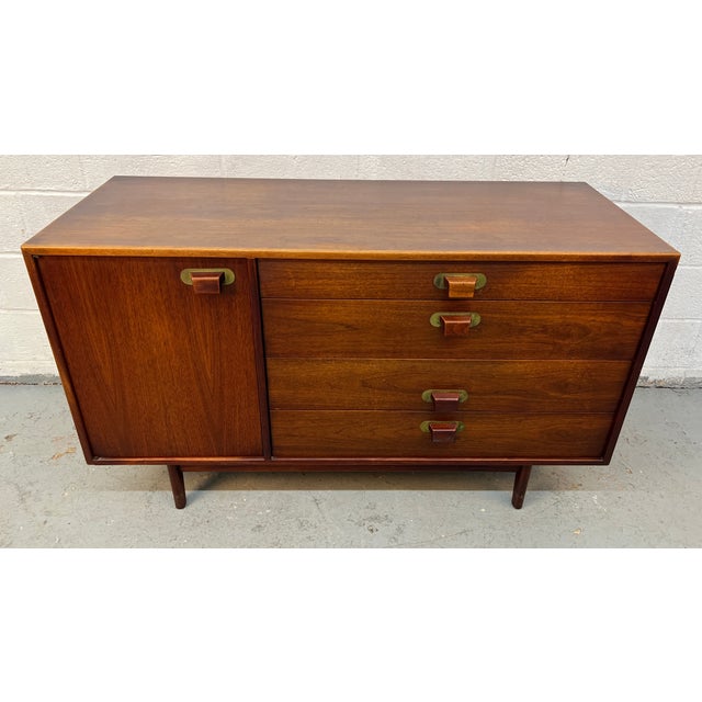 Mid-Century Modern Vintage Jens Risom Four Drawer Walnut Sideboard, Attributed For Sale - Image 3 of 16