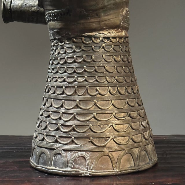 Metal Large Antique Abstract Indian Dokhra Figurative Brass Sculpture/Tribal For Sale - Image 7 of 8