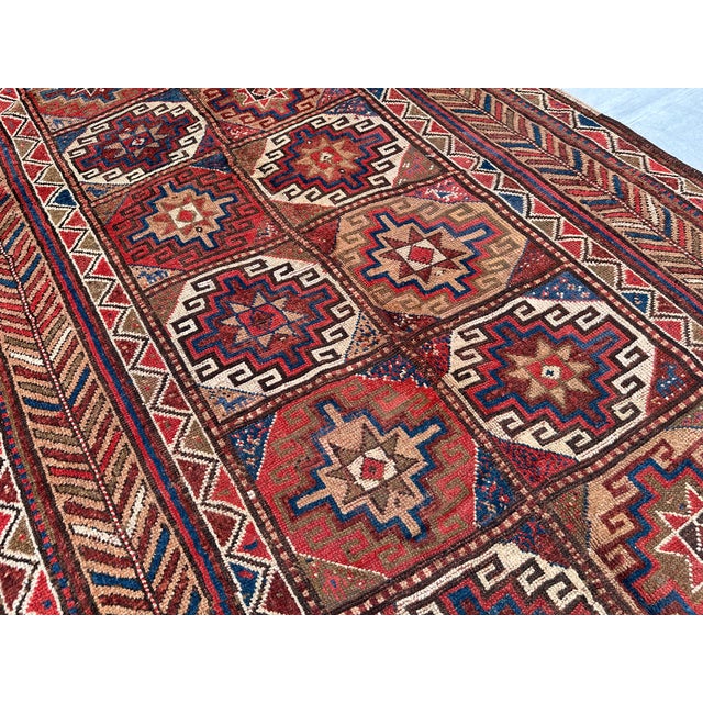 Brown Antique Khamseh Qashqai Hand-Knotted Wool Rug - 10'9" X 5'4" For Sale - Image 8 of 12