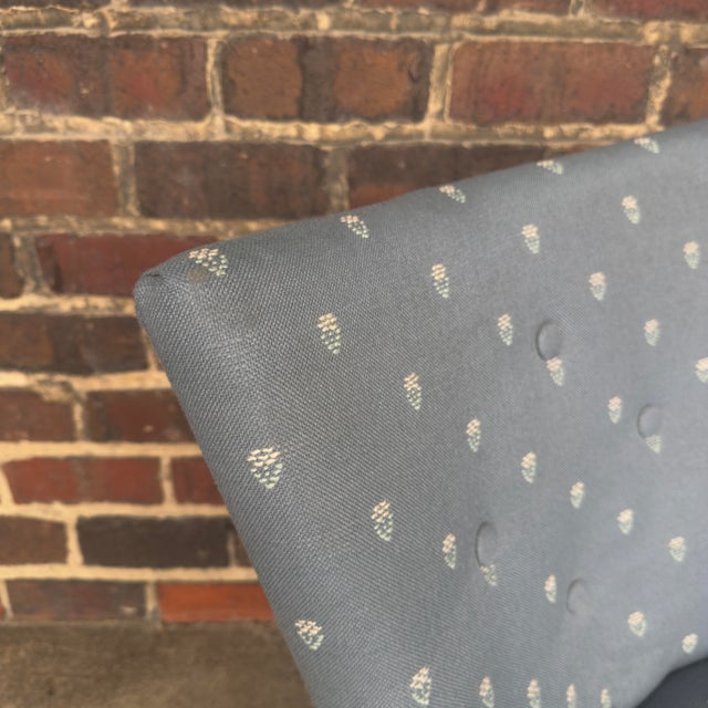 Light Blue Embroidered Mid Century Style Accent Chair For Sale - Image 11 of 12