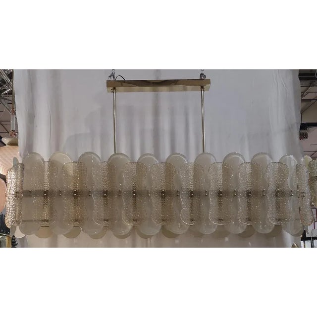 Mid-Century Rectangular Champagne Colored Chandelier in Murano Glass, 2000s For Sale - Image 6 of 10