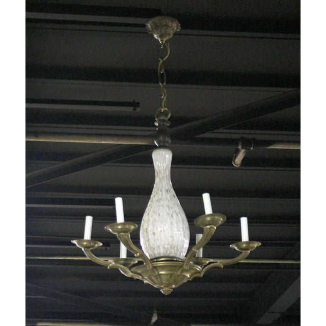 Very brass or bronze nice Mid-Century Modern light fixture chandelier.