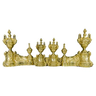 Louis XVI Style Bronze Fireplace Set from Charles Casier, Set of 5 For Sale