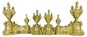 Louis XVI Style Bronze Fireplace Set from Charles Casier, Set of 5