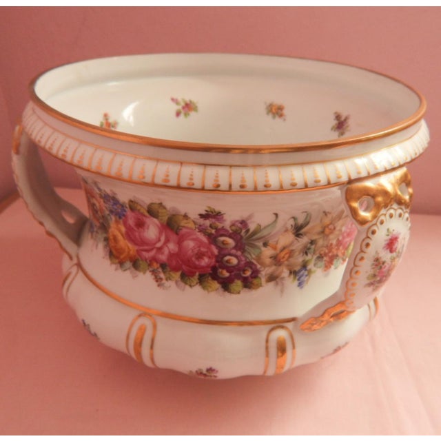 Victorian Antique 19th Century Wissmann Dresden Germany Porcelain Jardinière Catchpot Champagne Bucket For Sale - Image 3 of 12