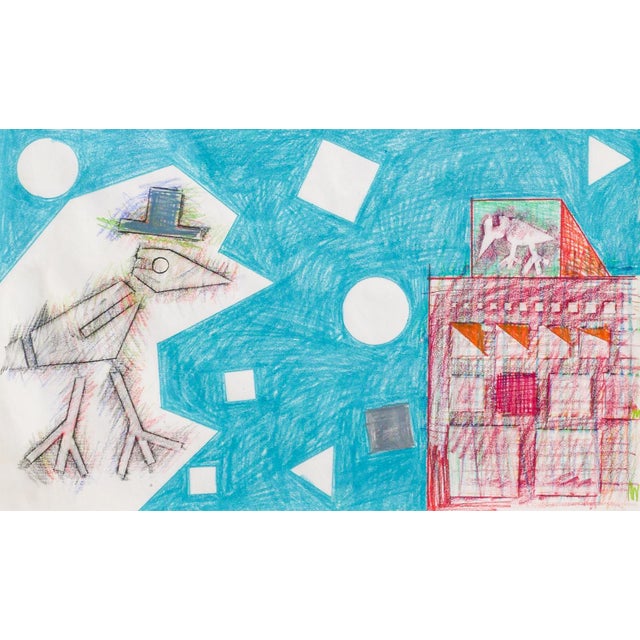 Dick Wray Blue, Orange, and Green Abstract Geometric Figurative Collage, 1981 For Sale - Image 12 of 12