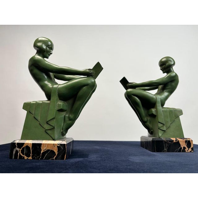 Art Deco Sculptural Bookends by Max Le Verrier, Paris, France, 1925, Set of 2 For Sale - Image 12 of 13