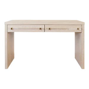Matthew Izzo Home Ralph Cerused Oak Two Drawer Executive Desk With Acrylic and Brass Hardware