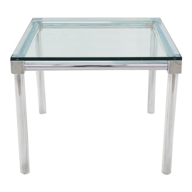 Vintage Mid Century Chrome and Thick Glass Top Square Game Table Chairish