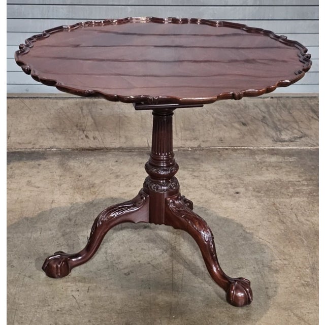Kindel Winterthur Collection Philadelphia Carved Mahogany Tilt Top Pie Table For Sale - Image 9 of 14