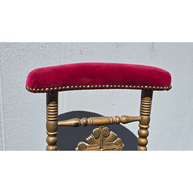 Vintage Gold Italian Rococo Red Velvet Bobbin Side Chair ~ Hollywood Regency For Sale - Image 4 of 14
