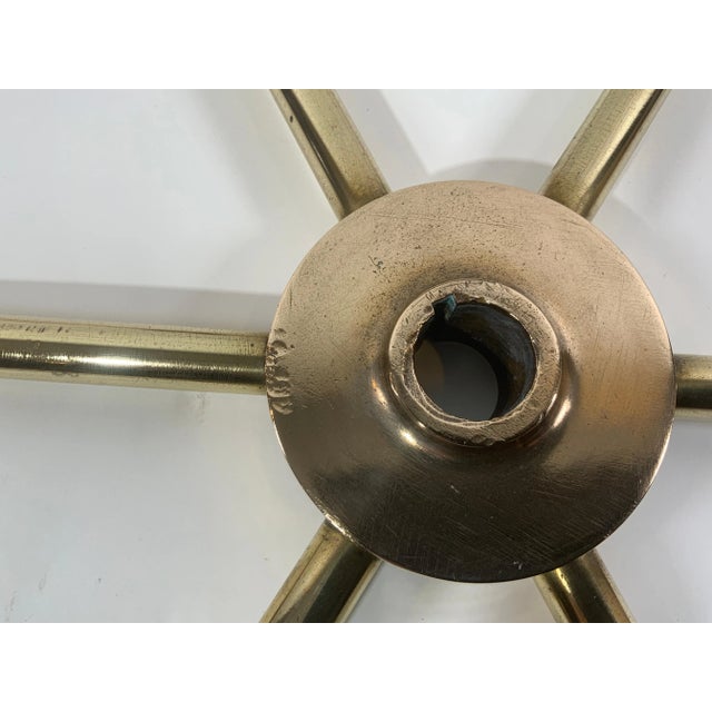 Wood Six Spoke Solid Brass Yacht Wheel For Sale - Image 7 of 9