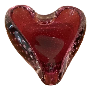 Vintage Murano Style Sommerso Heart Shaped Art Glass Bowl Italy Circa 1950's