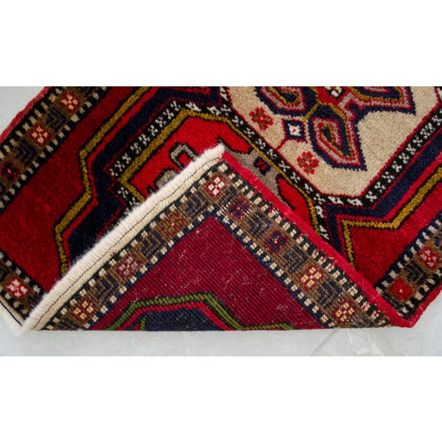 Hand-Knotted Small Turkish Rug Colorful Entry Decor Doormat 21"x37" For Sale - Image 10 of 11