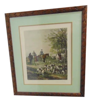 Heywood Hardy “ Presenting the Bush “ Fox Hunting Hand Colored Engraving