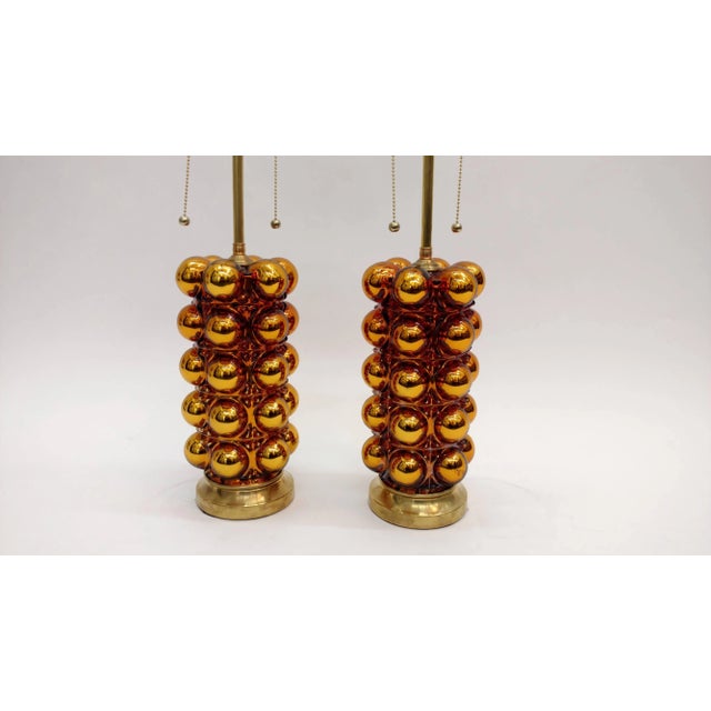 1970s Gold Mercury Glass Bubble Lamps For Sale - Image 5 of 7
