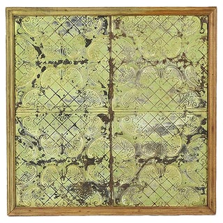 Decorative Sheet Metal Plate with Green Patina, 1920s For Sale