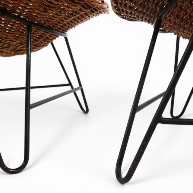 Pod Lounge Chairs in Rattan/Wicker on a Metal Frame, 1970s, Set of 2 For Sale - Image 13 of 18