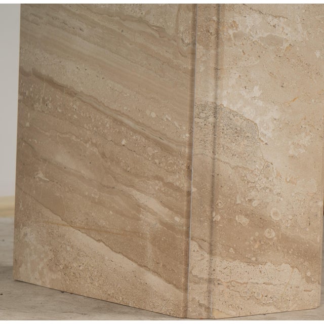 Matched Italian Travertine & Glass Dining Suite | Pedestal Dining Table + Coffee Table, c.1970s For Sale - Image 9 of 18