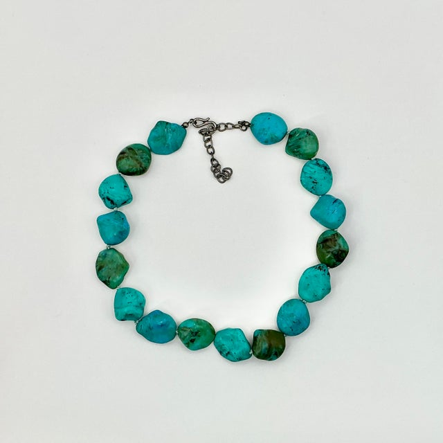 This lovely Faux Rock Turquoise Southwestern Navajo style Necklace will fast become a favorite choice when you are out...