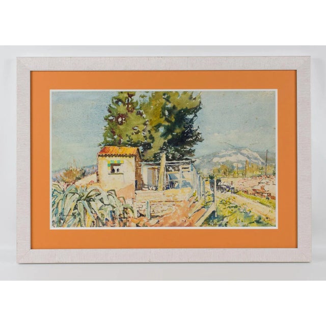 Landscape in Provence Watercolor Painting by Francois Pascal For Sale - Image 4 of 13
