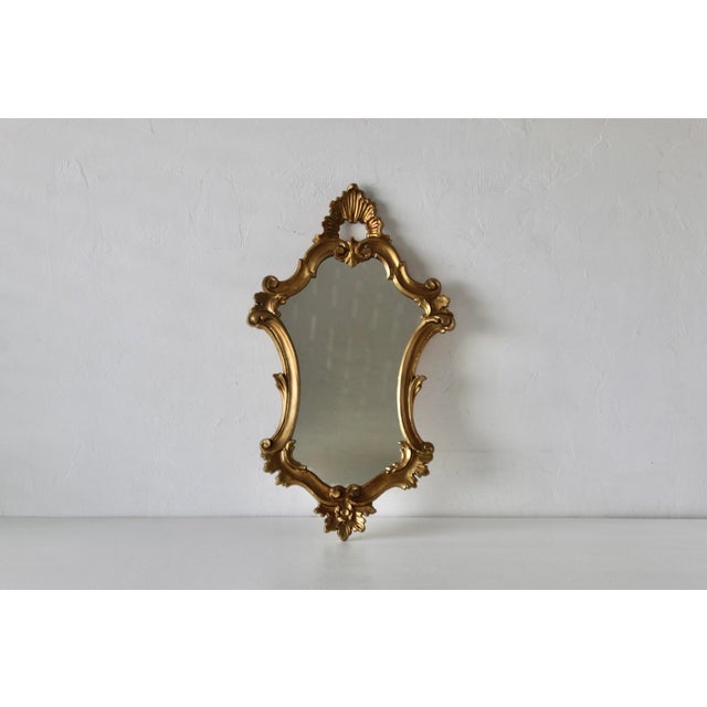 Italian Rococo Giltwood Style Wall Mirror Carved Scrollwork Frame Vintage For Sale In Miami - Image 6 of 14