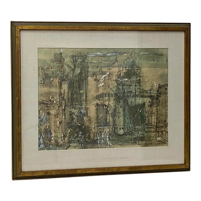 Daniel Louradour "Carnival in Venice" Mixed Media C.1970 For Sale
