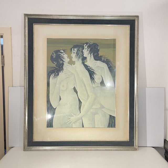 Denyse Willem, The Secret 3 Naked Women / Nymphs, 1970s, Watercolor For Sale - Image 15 of 17