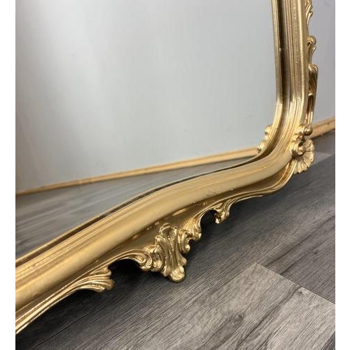 Metal Vintage French Ornate Wall Mirror with Gold Finish For Sale - Image 7 of 10