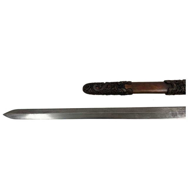 Vintage Chinese Traditional Tai Ji Jian, Sword With Dragon Motif. For Sale - Image 12 of 16