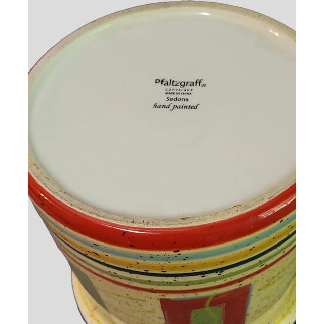 Late 20th Century Late 20th Century Southwestern Pfaltzgraff Colorful Sedona Canister Vase Planter Bowl For Sale - Image 5 of 6