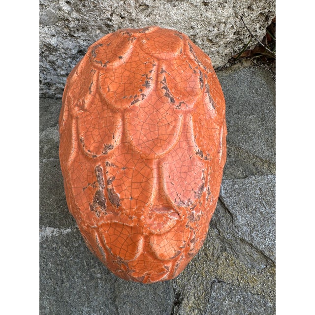 Vintage Large 10” Glazed Terracotta 1970’s Italian Pinecone Garden Ornament For Sale In Los Angeles - Image 6 of 12