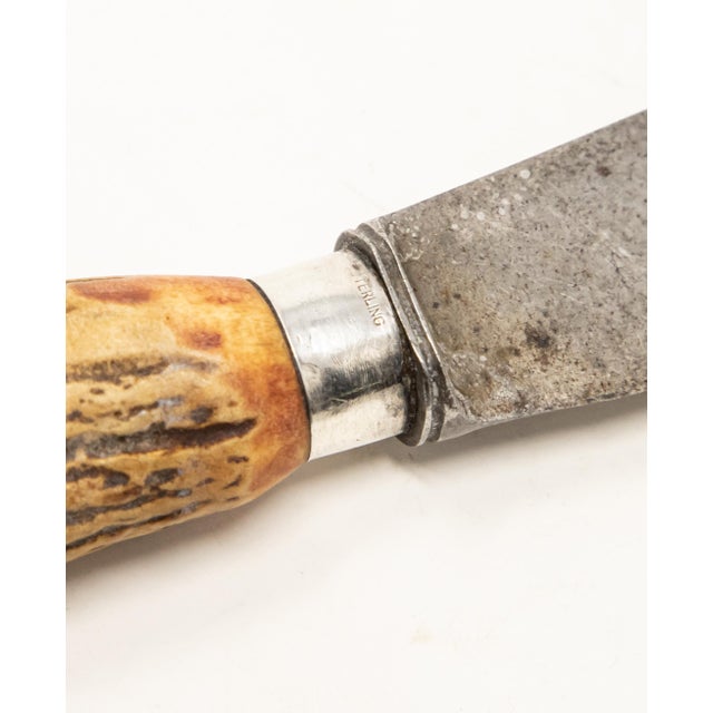Mid 20th Century Sterling Silver and Antler Handle Carving Set- 2 Pieces For Sale - Image 9 of 13