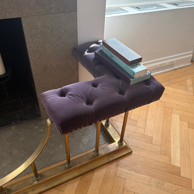 2000 - 2009 Brass Fire Fender With Purple Velvet Seating For Sale - Image 5 of 6