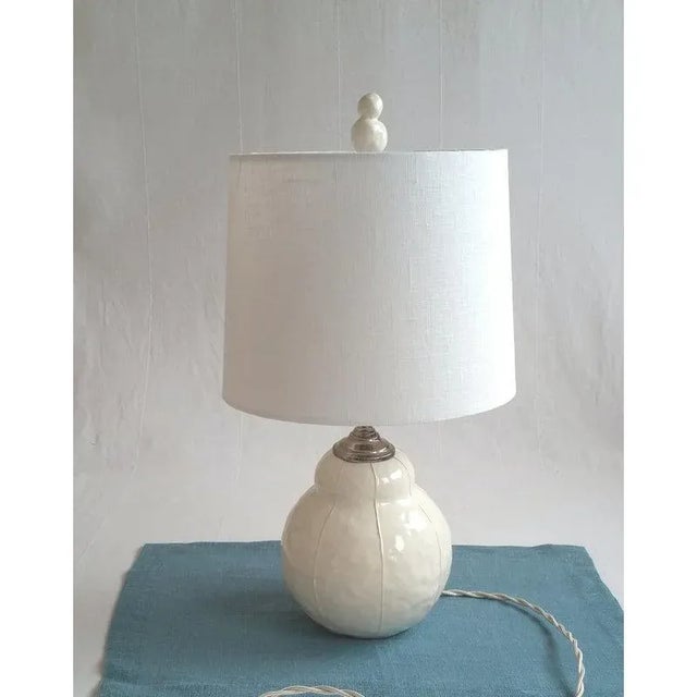 Contemporary Handmade Ceramic White Finials for Lamps - a Pair For Sale - Image 3 of 6