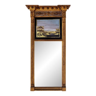 Giltwood Mirror Antique Fedreal Era Eglomise For Sale