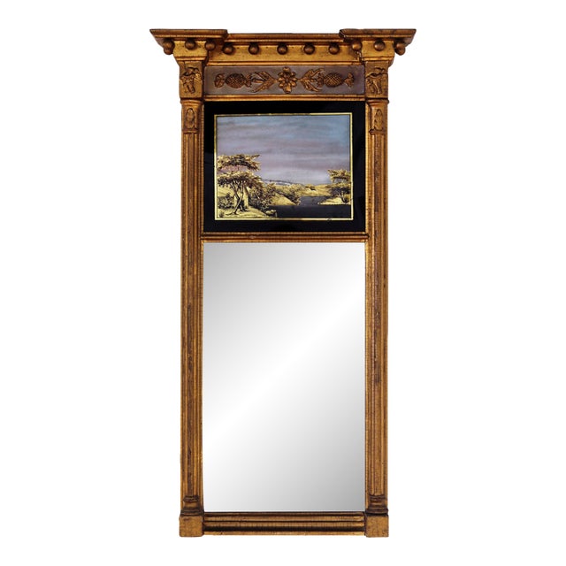 Giltwood Mirror Antique Fedreal Era Eglomise For Sale