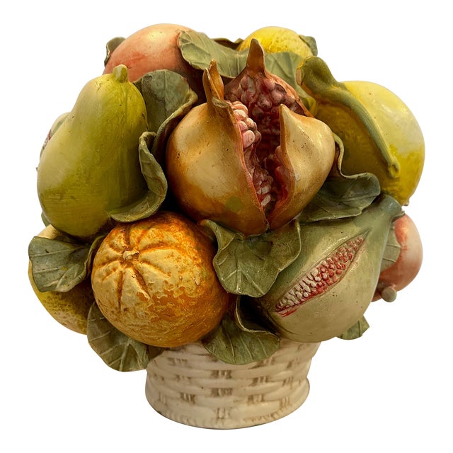 Large Italian Ceramic Fruit Compote Centerpiece For Sale