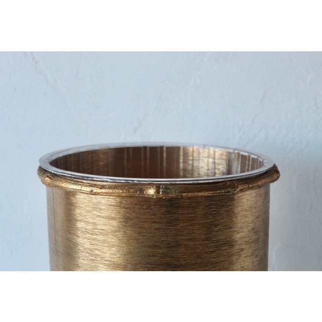 1960s Stylebuilt New York Style Vintage Hollywood Regency Gold Finish Wastebasket Bamboo Theme For Sale - Image 5 of 15
