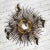Fabulous torch cut brass birds on a horseshoe nail starburst wall art sculpture in the style of Silas Seandel or William...