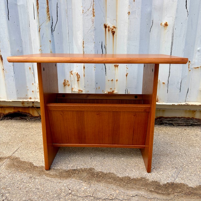 Brown Mid-Century Modern Teak End Table /Magazine Rack by FBJ Mobler, Denmark. Circa 1970s For Sale - Image 8 of 18