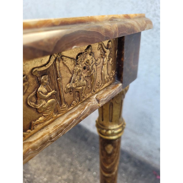 Napoleon III 19th Century Retractable Onyx and Bronze Table For Sale - Image 5 of 18