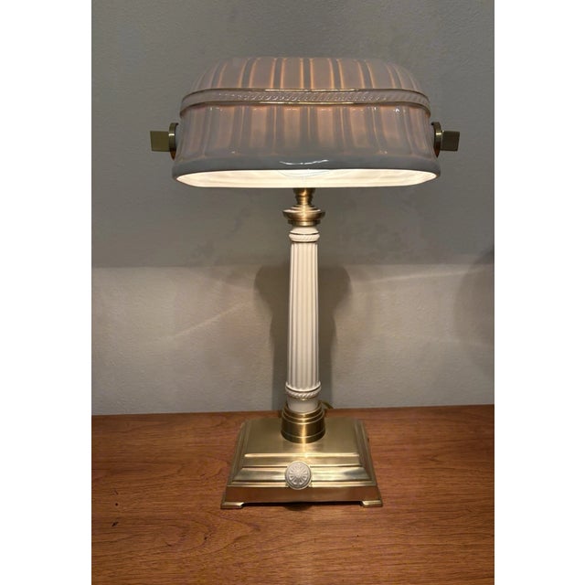 Enhance your home or office with this elegant vintage Lenox Bankers Piano Desk Lamp by Quoizel. Combining classic design...